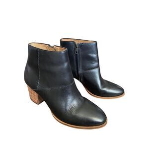 Madewell Rosie Ankle Black Leather Heeled Booties Women’s Size 7